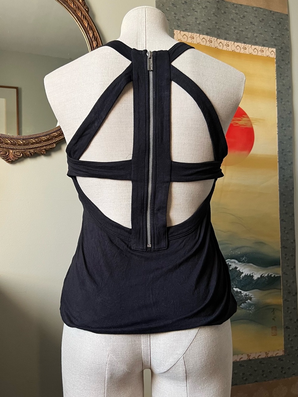 bebe Black Strappy Open-Back Tank Top